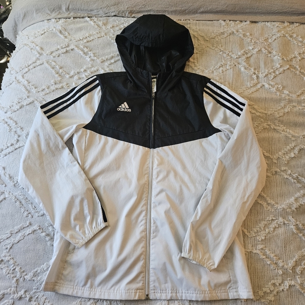 Adidas Women's Alphaskin Trio Windbreaker Black and White Small